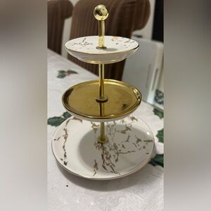 Gold and White 3 Tiered jewelry Stand